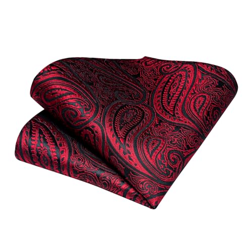 Image of DiBanGu Paisley Ties for Men Silk Necktie and Pocket Square Cufflinks Tie Clip Set Woven Classic Mens Tie for Wedding Party