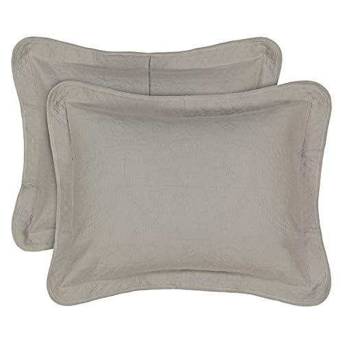 Image of King Charles Modern Farmhouse Floral Matelasse Decorative Pillowcase, 100% Cotton Breathable Bedding, King Sham (20 inch x 36 inch), Grey