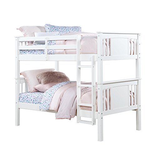 Dorel Living Dylan Kids Bunk Beds, with Guard Rail and Ladder, Wood, Twin Over Twin, White - Thumbnail 3