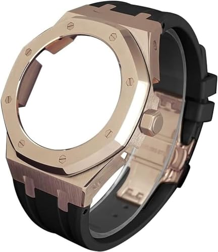 Kit montre GA2100 acier inoxydable et bracelet fluoré élégant
