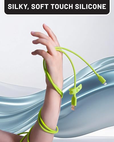 Image of USB A to Lightning Cable (6FT, Lime Green), Ultra Soft Flow Silicone iPhone Charging Cord, Apple MFi Certified Lightning Cable for iPhone 14 /13 /12 /11 /XS /XR /X /SE, iPad Pro /Air /Mini, iPod Touch