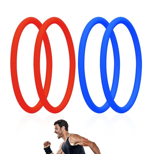 Lyreh 4pcs Patellar Tendon Support Strap, Silicone Patella Band (Red+Blue)