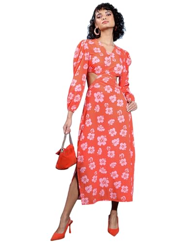 Image of Tokyo Talkies Women's Long Sleeves V-Neck Printed Dresses | Stylish Dresses | Casual Dresses