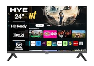 HYE Smart 24 Inch TV with Samsung Tizen OS & Gaming Hub & Streaming Apps, Frameless Design, Built-in Wifi & Bluetooth, 3 HDMI & 2 USB, – HD Ready Smart TV for Any Room – 24HDS1008