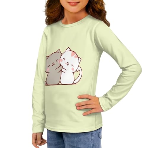 Image of Girls Long Sleeve Shirts Casual Crewneck Soft T-shirts for Girls 3-16 Years Old