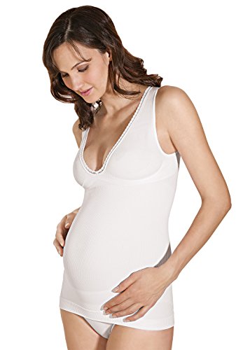 RelaxMaternity 5720 (Blanco, L) Camiseta sin Mangas para Lactancia modeladora para el Postparto
