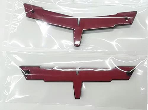 Image of Pair Set 1980 Corvette C3 Front Nose Emblem and Rear Deck Gas Lid 3D Door Deck Crossed Flags Badge Replacement for Corvette (Black Red)