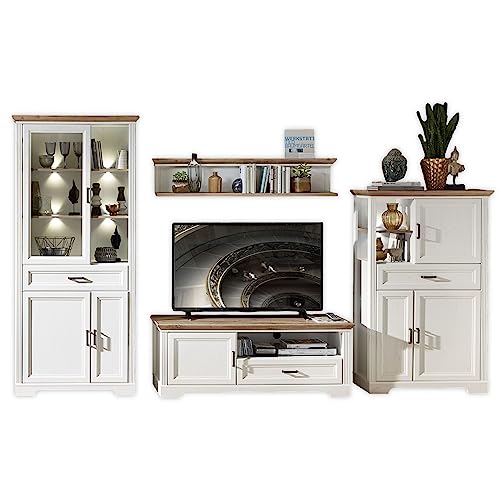JASMIN Wohnwand Komplett-Set in Pinie hell, Artisan Eiche Optik - Schrankwand mit LED-Beleuchtung für Ihr Wohnzimmer im Landhausstil - 354 x 204 x 51 cm (B/H/T) JASMIN Wohnwand Komplett-Set in Pinie hell, Artisan Eiche Optik - Schrankwand mit LED-Beleuchtung für Ihr Wohnzimmer im Landhausstil - 354 x 204 x 51 cm (B/H/T)