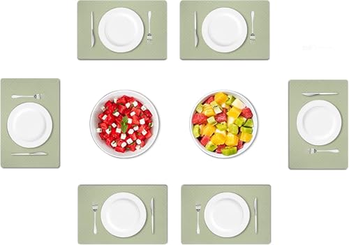 Image of Amazon Brand - Umi PVC Vinyl Foam Design Placemat STPG127 | Heat Resistant, Wipe Clean, Anti-Skid Table Mats for Dining Table, Kitchen & Home Decor (30x45 CM Green Set of 6)