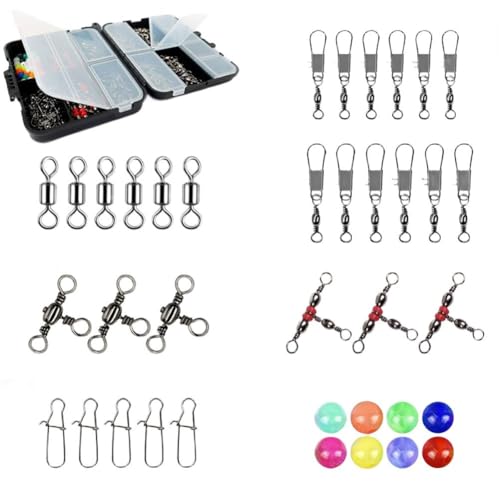Moliuoly Juego de 140 piezas de pesca con espiga de acero inoxidable y pose – Accesorios de pesca