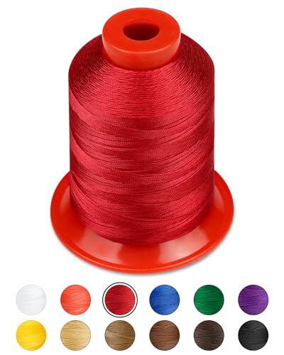 FIVEIZERO Extra Strong Upholstery Thread,Red 1000 Meters Bonded Nylon Thread for Denim Leather,Craft,Machine,DIY and Home (1 Pack) CJ