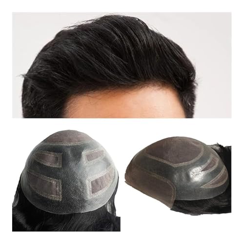 Toupet perruques de cheveux humains indiens prothèse homme noire