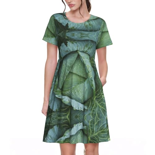 Robe trapèze avec poches et imprimé chou lumineux pour un look d'été décontracté et fluide