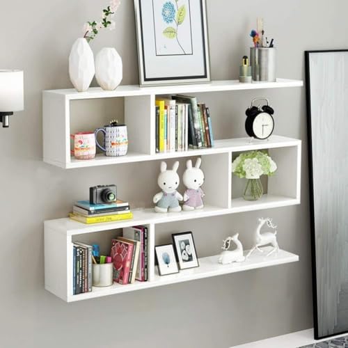 Image of Wall Mount Floating Shelves for Books Shelf, Antiques, Organizer, Storage - DIY - MDF (Whites)