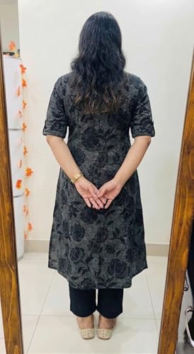 Image of ANNI Designer Kurta Sets for Women Viscose Blend Printed | Kurti Set for Woman | Kurta Palazzo Set | A Line Kurti | Mandarin Collar Elbow Sleeve Suit Set for Women Stylish Ethnic Outfit Clothing