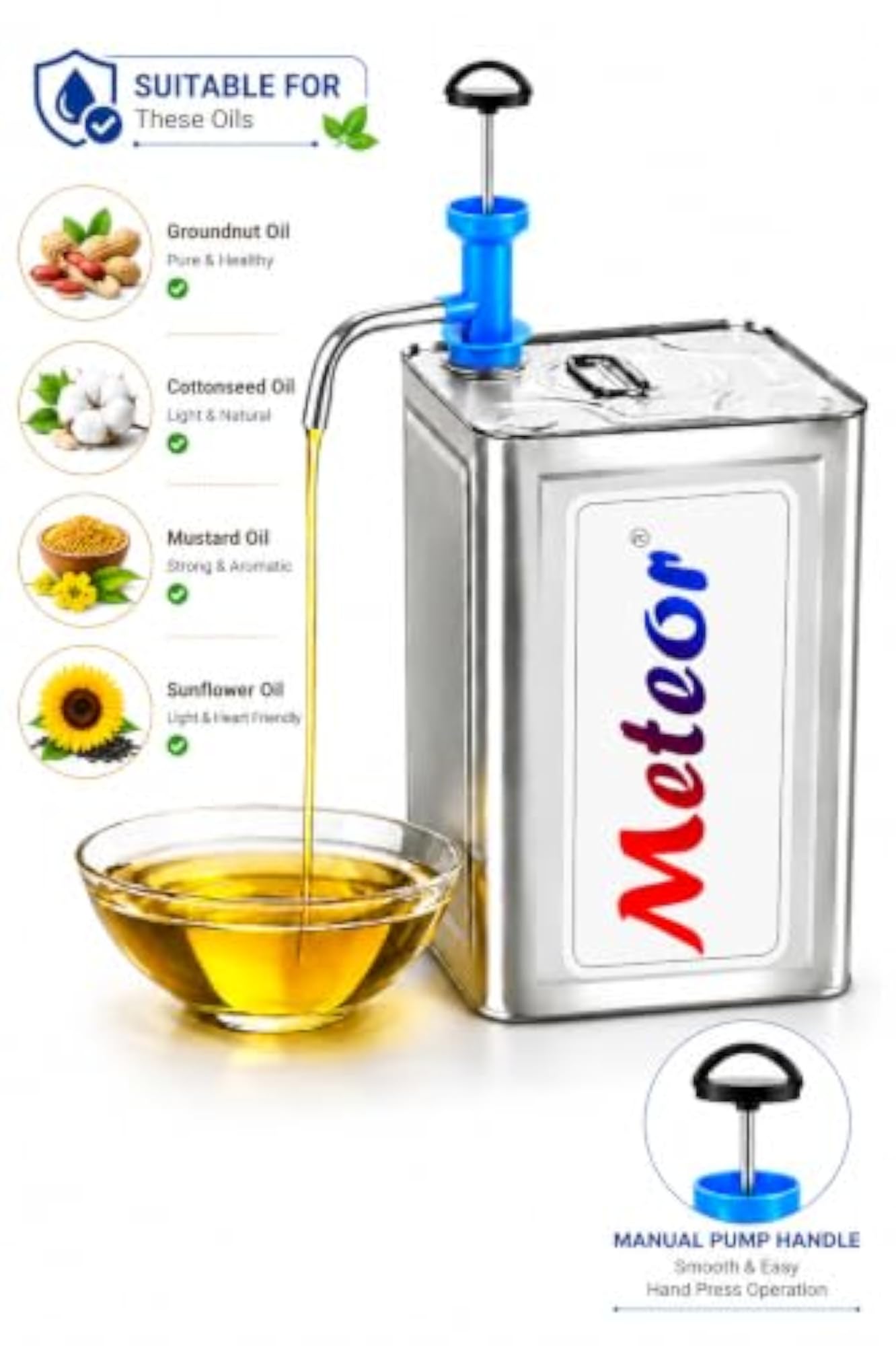 Meteor Manual Hand Press Cooking Pump for 15 Litre Tin Can