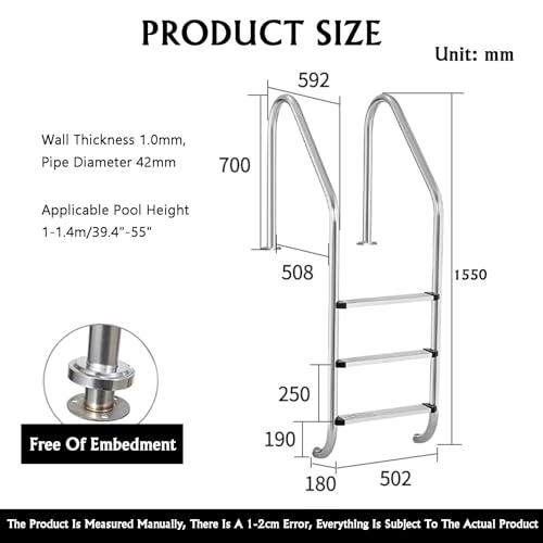 Escalera para Piscina de Acero Inoxidable 3 Peldaños miniatura 2