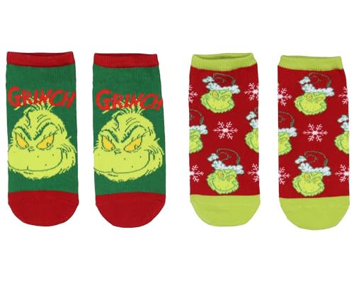 Chaussettes de Noël invisibles anti-glisse The Grinch multicolores pour chaussures basses