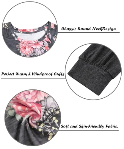 Image of TIYOMI Plus Size Tops for Women Raglan Long Sleeve V Neck T Shirts Casual Color Block Leopard /Floral Tops Winter Tee Shirt