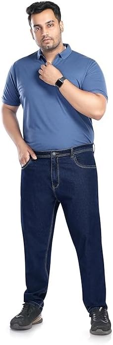 Men's Plus Size Denim Jeans - Regular Fit Jeans - Ideal for Casual/Party/Office wear - Navy Blue - Waist Size 48 - Pack of 1