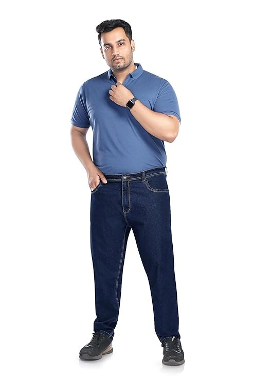 Image of Pluss Tribe - Plus Size Jeans for Men - Denim Jeans - Ideal for Casual, Office Available Sizes : 40 to 52