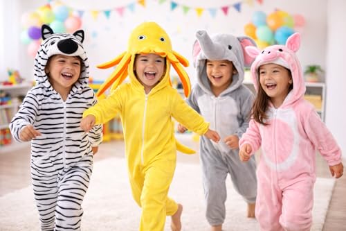 Image of Raj Costume Animal Fancy Dress Costume for Boys & Girls | Hooded Full Body Wildlife Zoo Animal Jumpsuit | Soft Costume for School Function, Fancy Dress, Halloween, Birthday, Cosplay & Role Play