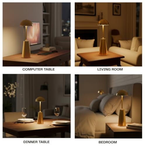 Image of ELARE Rechargeable LED Table Lamp with Touch Control | 3 Light Modes Warm Cool Natural | Portable Bedside Desk Lamp for Bedroom Office | Dimmable Modern Night Light for Home Decor
