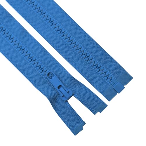 Sawoake 2PCS #5 5 Inch Separating Jacket Zippers for Sewing Coats Jacket Zipper Blue Molded Plastic Zippers Bulk Tailor DIY Sewing Tools for Garment/Bags/Home Textile