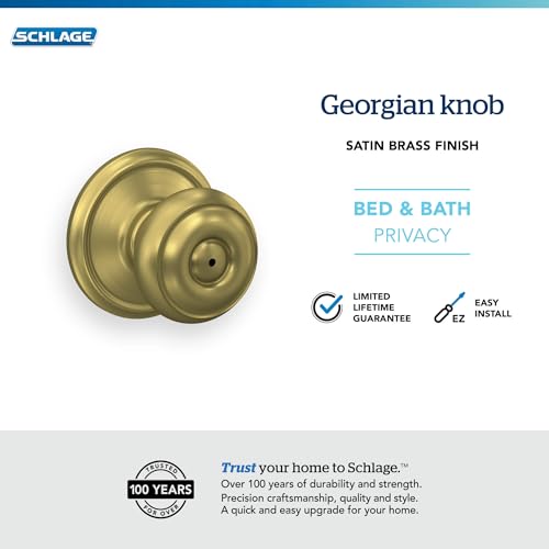 Image of SCHLAGE F40 GEO 608 Georgian Knob Bed and Bath, Satin Brass