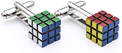 the5thL 3D Rubik Cube Cufflinks IQ Test Cuff Links Brain Training Gemelos 230001-1