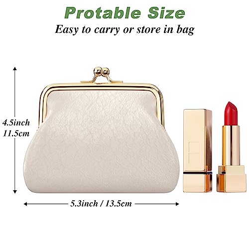 Image of Coin Purse, Small PU Leather Change Purse, Coin Wallet with Clasp, Car Change Holder Pouch for Woman Men Kids Girls, Apricot