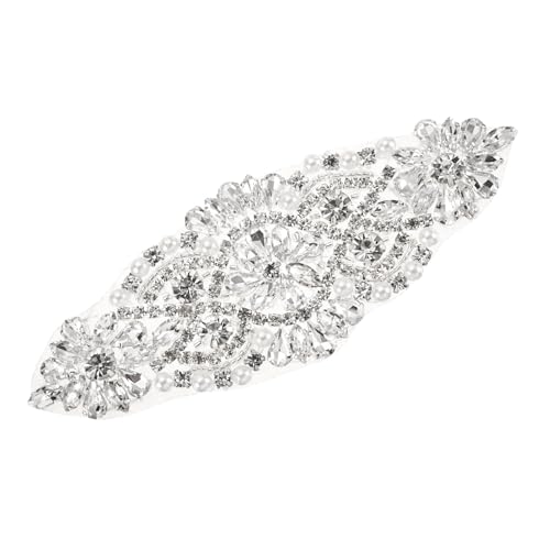 QUARKZMAN Cinturón de Novia Con Pedrería Cinturón de Cristal Hecho A Mano para Decoración de Vestidos de Boda Y Zapatos Plata