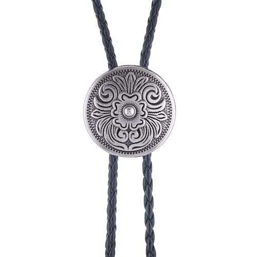 Image of GelConnie Floral Bolo Tie for Men Womens Bolo Tie Necklace Native American Black Men's Bolo Ties Western Cowboy Bolero Ties