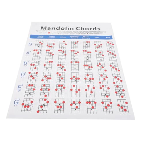 SUPVOX Mandolinen Akkord übungsposter Kupferplatte Laminierung Klare Grifftabelle für Anfänger und Fortgeschrittene Praktisches Mandolin Chord Chart für Einfache Musikpraxis SUPVOX Mandolinen Akkord übungsposter Kupferplatte Laminierung Klare Grifftabelle für Anfänger und Fortgeschrittene Praktisches Mandolin Chord Chart für Einfache Musikpraxis