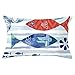 Fundas de Cojín, Funda de Almohada Decorativa Lino de Algodón Doble Cara 40x65cm con Cremallera Invisible Funda de Cojín ,Juego de 1 Throw Pillow Case para Estar Sofás(Pez Animal Marino C329)