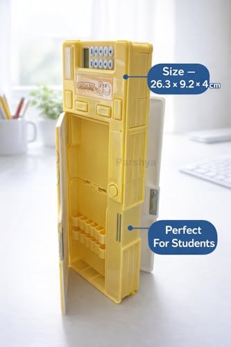 Image of KiddieWorld Cute Cartoon Pencil Box for Kids | All-in-One Stationery Box with Calculator, Sharpener & Writing Pad | Large Capacity Plastic Pencil Case for School Boys & Girls