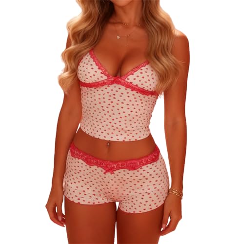 Image of Yuemengxuan Women Two Piece Outfits Y2k Boy Shorts Set Sleeveless Crop Top Button Down Shorts Set Loungewear Pajamas Set