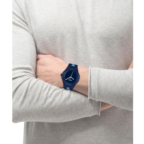 Image of HUGO BOSS Rubber Lit for Him Qtz Basic Blue Round Dial Men's Analog Watch|Blue Silicone Material|Blue Color Band - 1530344