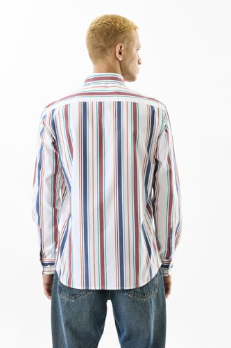 Image of SNITCH Men's Casual Shirt | Slim Fit Full Sleeve Point Collar Striped Design | 100% Cotton & Lightweight Fabric for Office, Social Gatherings & Everyday Wear