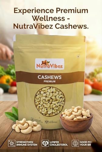 Image of NutraVibez cashew 250gm | Crunchy Whole Cashew Nuts | Healthy Protein-Rich Snack | Immunity Booster | Gluten-Free, Vegan | Fresh & Crunchy Kaju (250 Gm)