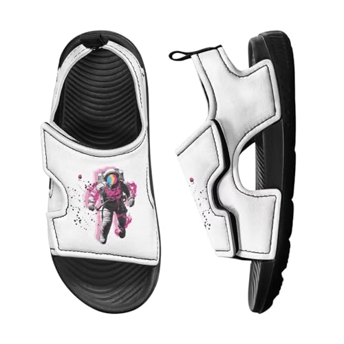 Galaxy Printed Girl' Sandals Astronaut Print Toddler/Little Kid/Big Kid Slippers Colorful Open Toe Walking Shoes