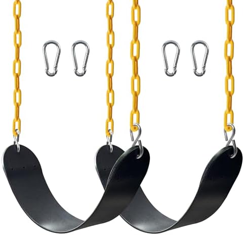 Sunnyglade 2PCS Swings Seats Heavy Duty with 66″ Chain Support 250lb Black