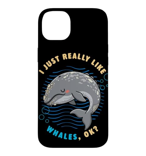 I Just Really Like Whales Ok �C�̓������D�� �D�F�̃N�W�� �X�}�z�P�[�X iPhone 14 Plus �p