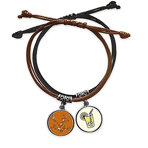 Bracelet de la peinture rouge en cuir et corde tressée main