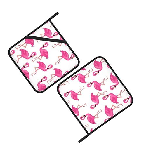Pink Flamingo 2 Pack Pot Holders For Kitchen Heat Resistant Pot Holders Sets Oven Hot Pads Pot Holders For Cooking Baking (8 * 8 Inches) #TOP2
