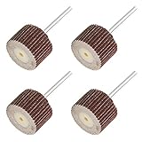 Utoolmart フラップホイール ヤナセ インパクト用 軸付フラップホイール フラップ ホイール ブラシ シャフト 8個入り 320#グリット 20*16mm シャンク径3mm（1個） 円筒型 酸化アルミニウム 炭素鋼/亜鉛メッキ 研削ロッド 研削 研磨加工用 研磨剤