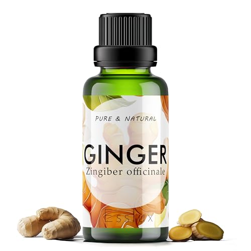 Image of Esslux Pure Ginger Oil - 100% Natural Therapeutic Grade Essential Oil for Lymphatic Massage, Belly Drainage, Hair Growth, Skin & Diffuser - 60 ML