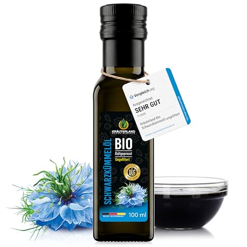 Kräuterland Bio Schwarzkümmelöl kaltgepresst ungefiltert 100ml Glasflasche