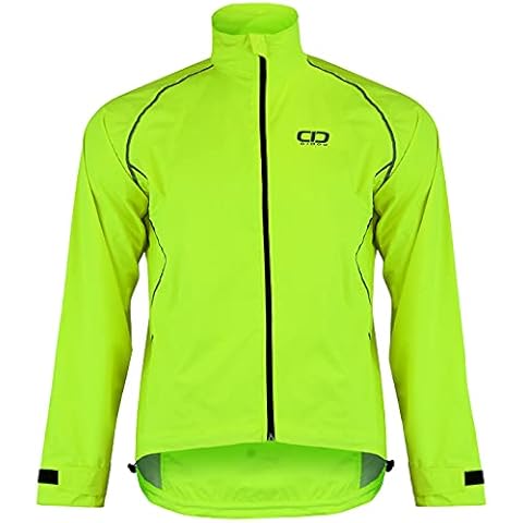 Didoo Mens Cycling Jacket Waterproof Reflective Lightweight Bike Windproof Running Hi-Viz Yellow Cover