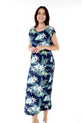 Image of Family Matching Hawaiian Clothes, Orchid Breeze Navy | Lightweight 100% rayon • Family matching outfits • Beach vacations • Luaus • Cruises • Family photos